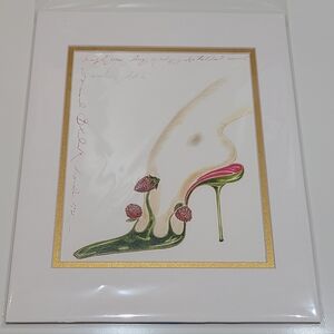 New Manolo Blahnik art print matted white and gold